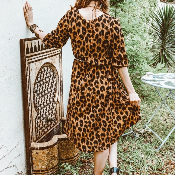 NWT Bohemian Leopard Print Dress S:Sm-Med - Picture 8 of 12